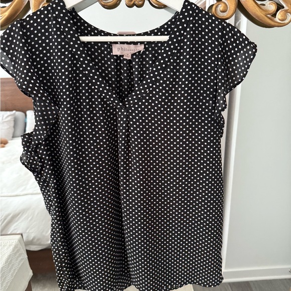 Philosophy Black and White Polka Dot Blouse - Picture 1 of 3